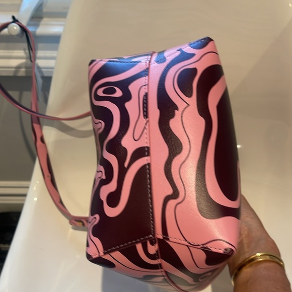 SOLD!!!!!  MANSUR GAVRIEL MINI LEATHER BUCKET BAG IN FLAMINGO PLUM - Picture 7 of 11